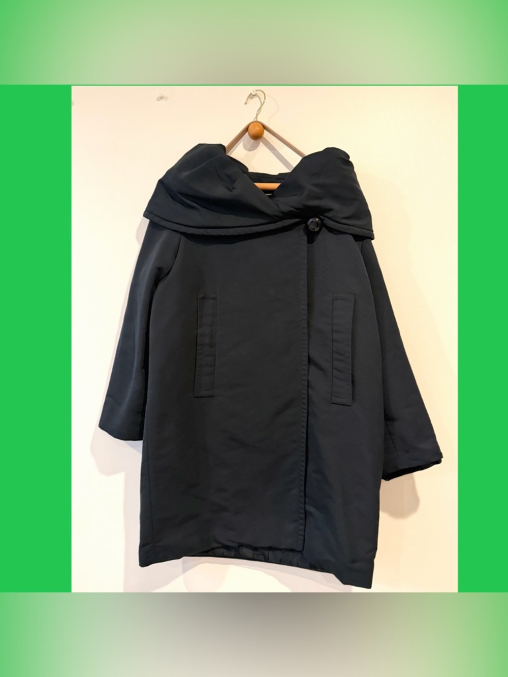 Georges Rech Paris Black Oversized Shawl Collar Padded Coat - FR 40 / M